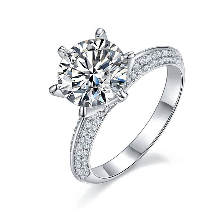 The SIGNATURE Setting Moissanite Diamond Engagement Ring - Round Solitaire with Pavé band - Hi Gorgeous AU