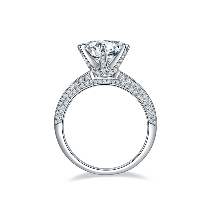 The SIGNATURE Setting Moissanite Diamond Engagement Ring - Round Solitaire with Pavé band - Hi Gorgeous AU