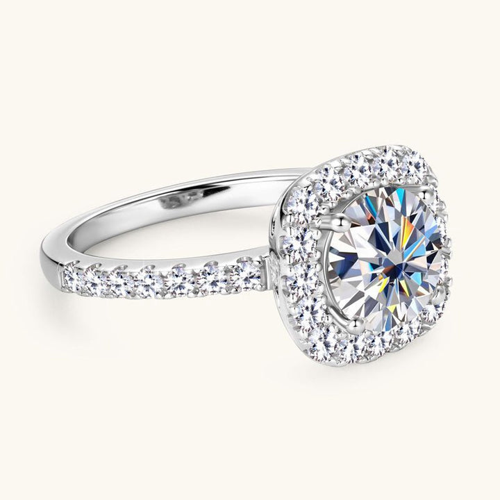 The SOLITAIRE Moissanite Diamond Engagement Ring - Round Halo with Pavé band - Hi Gorgeous AU