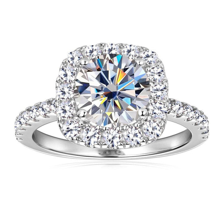The SOLITAIRE Moissanite Diamond Engagement Ring - Round Halo with Pavé band - Hi Gorgeous AU