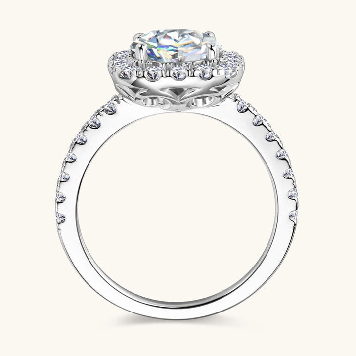 The SOLITAIRE Moissanite Diamond Engagement Ring - Round Halo with Pavé band - Hi Gorgeous AU