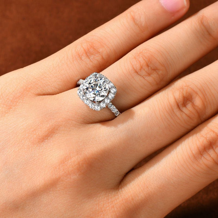 The SOLITAIRE Moissanite Diamond Engagement Ring - Round Halo with Pavé band - Hi Gorgeous AU