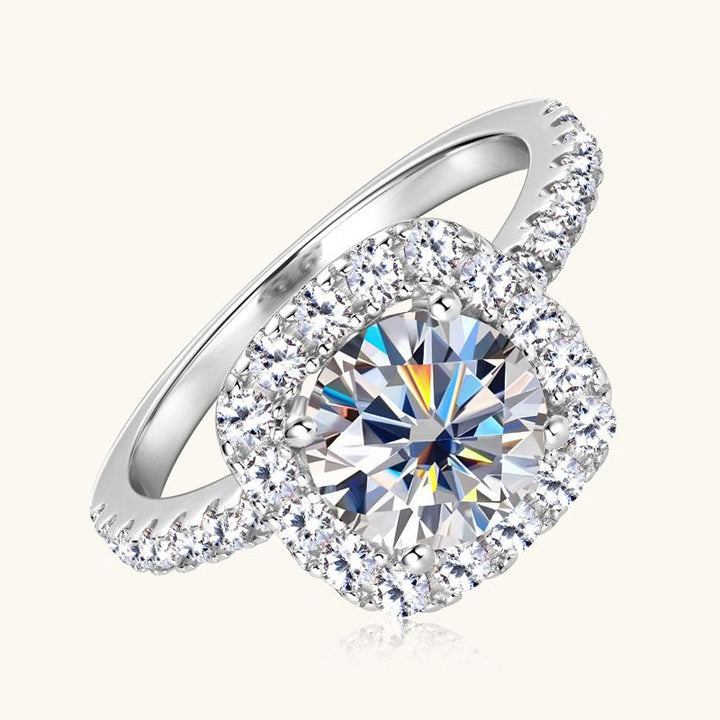 The SOLITAIRE Moissanite Diamond Engagement Ring - Round Halo with Pavé band - Hi Gorgeous AU