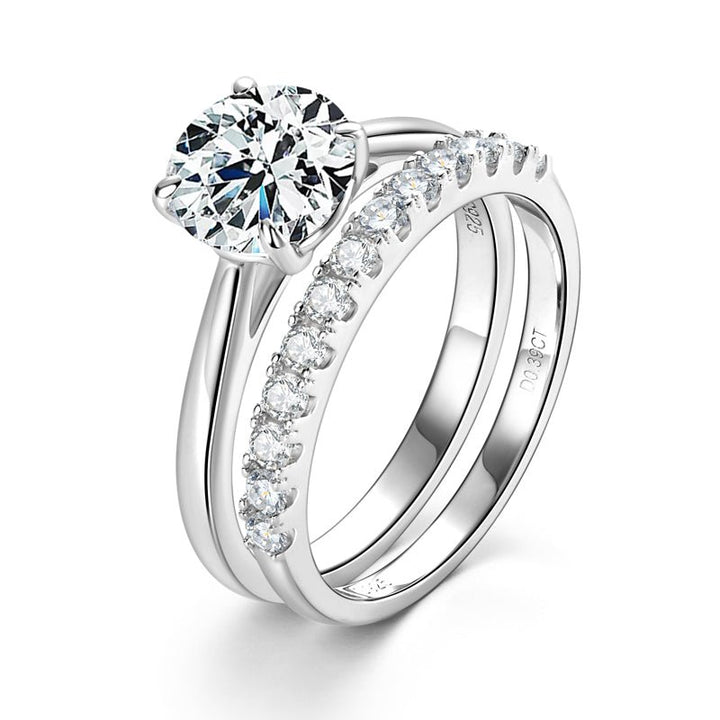 The SOLITAIRE Moissanite Diamond Engagement Ring Set - Round Solitaire with Band Ring - Hi Gorgeous AU