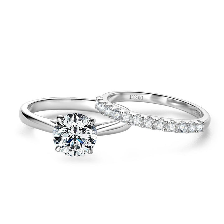 The SOLITAIRE Moissanite Diamond Engagement Ring Set - Round Solitaire with Band Ring - Hi Gorgeous AU