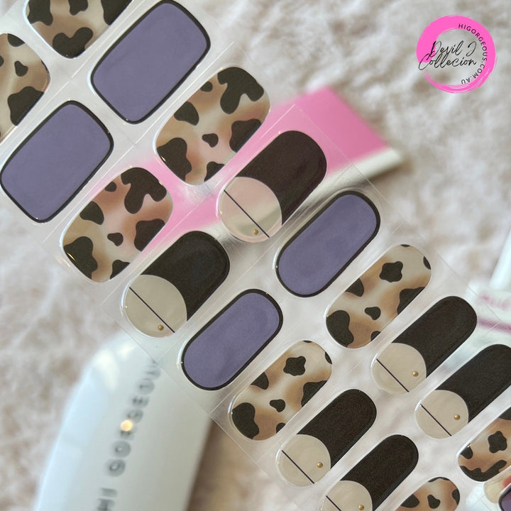 SEMI CURED GEL NAIL STICKER Devil J Collection N Leopard French - Hi Gorgeous AU