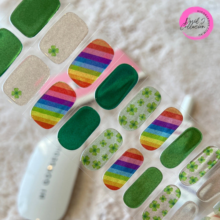 SEMI CURED GEL NAIL STICKER Devil J Collection N Lucky Green - Hi Gorgeous AU