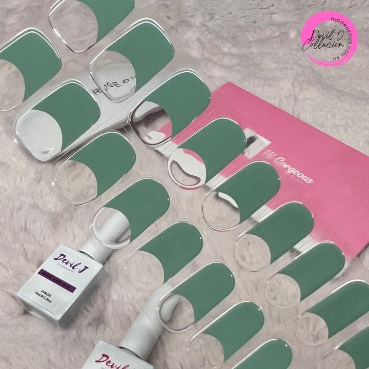 SEMI CURED GEL NAIL STICKER Devil J Collection N Mint French - Hi Gorgeous AU