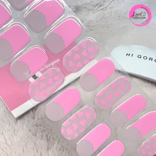 SEMI CURED GEL NAIL STICKER Devil J Collection N Pink Heart French - Hi Gorgeous AU