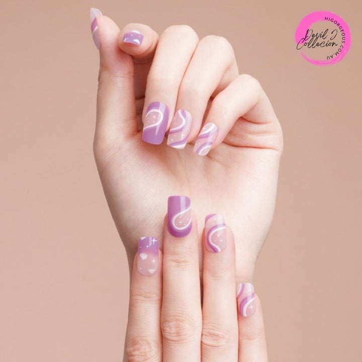 SEMI CURED GEL NAIL STICKER Devil J Collection N Purple Wave - Hi Gorgeous AU