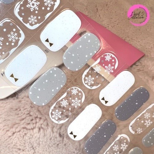 SEMI CURED GEL NAIL STICKER Devil J Collection N Snowing Day (Christmas Limited) - Hi Gorgeous AU