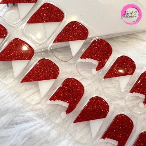 SEMI CURED GEL NAIL STICKER Devil J Collection N Xmas Hat (Christmas Limited) - Hi Gorgeous AU